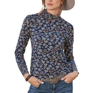 Sundance Lightweight Mock Turtleneck Paisley/Floral Print Top
